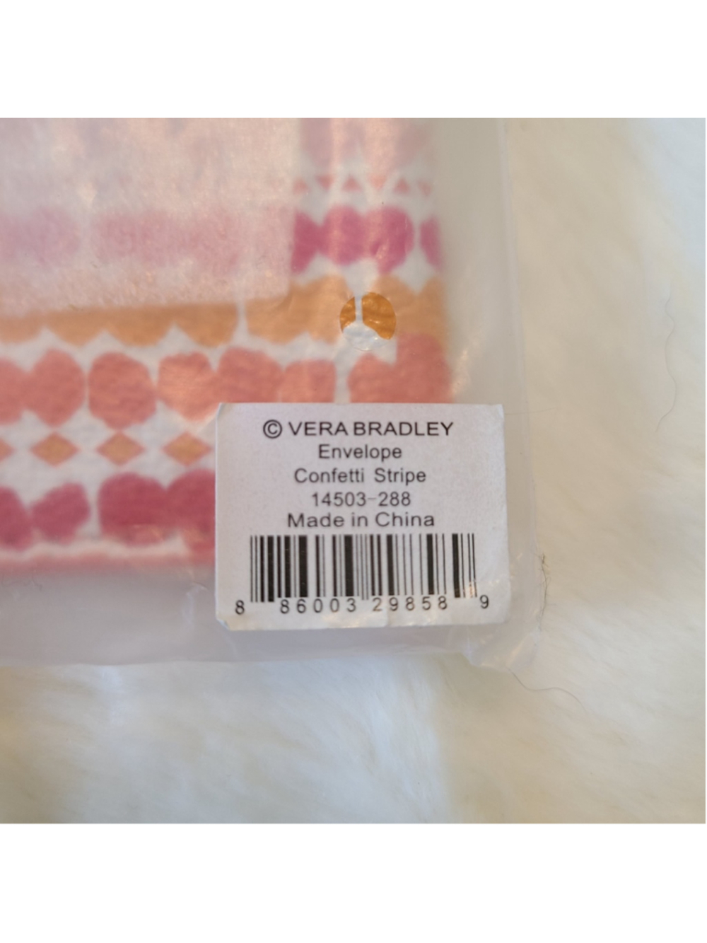 NEW Vera Bradley Tech Envelope in Confetti Stripes Pink, Peach,Orange - Picture 5 of 8